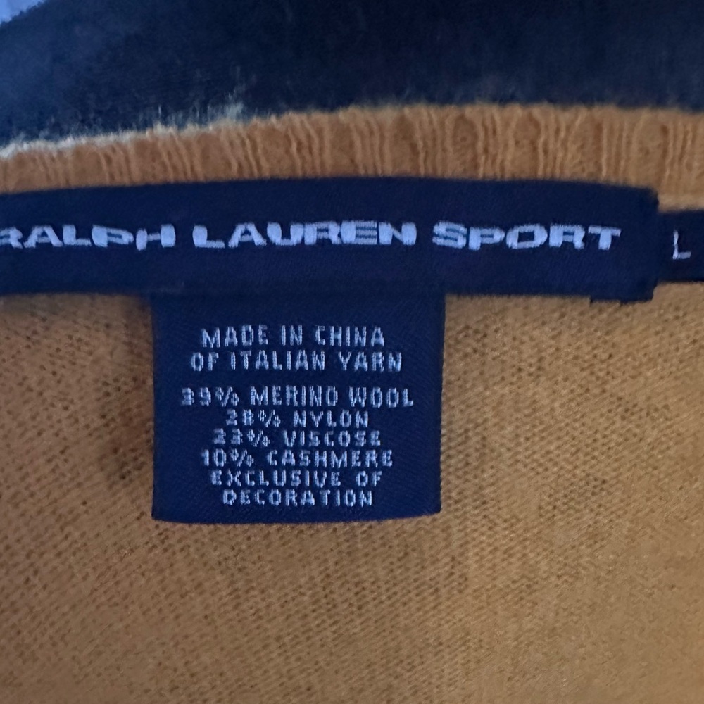 Kid’s Polo Ralph Lauren Sport V-Neck Sweater – Yellow (Size L) - Picture 3 of 5